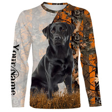 Load image into Gallery viewer, Black Labrador Retriever dog hunting orange camo Custom Name Full Printing Shirts, Labs Hunting Gifts NQS4137