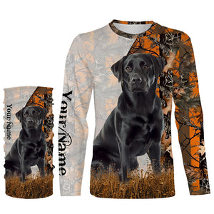 Black Labrador Retriever dog hunting orange camo Custom Name Full Printing Shirts, Labs Hunting Gifts NQS4137