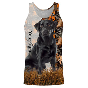 Black Labrador Retriever dog hunting orange camo Custom Name Full Printing Shirts, Labs Hunting Gifts NQS4137