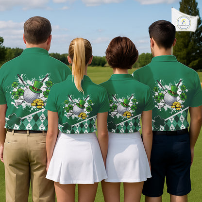 Green argyle pattern St Patrick Golf Polo Golf shirts for Men Custom gifts for the golfer NQS11476