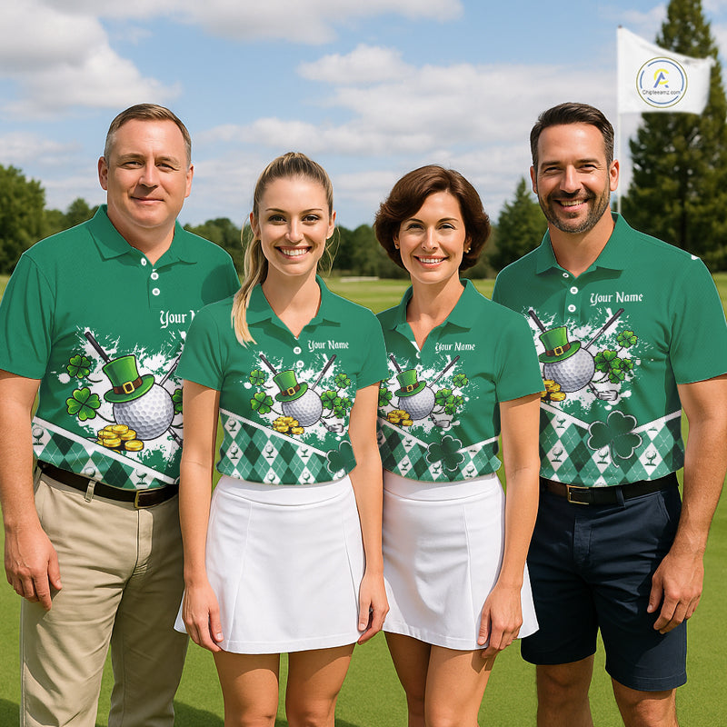 Green argyle pattern St Patrick Golf Polo Golf shirts for Men Custom gifts for the golfer NQS11476
