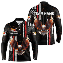 Load image into Gallery viewer, Personalized Black American Flag Flame Eagle Bowling Shirts For Men Custom patriotic bowling jerseys NQS9549