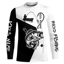 Load image into Gallery viewer, Black and White Bass Fishing Custom Name 3D All Over Printed Shirts, Personalized Fishing gifts NQS355