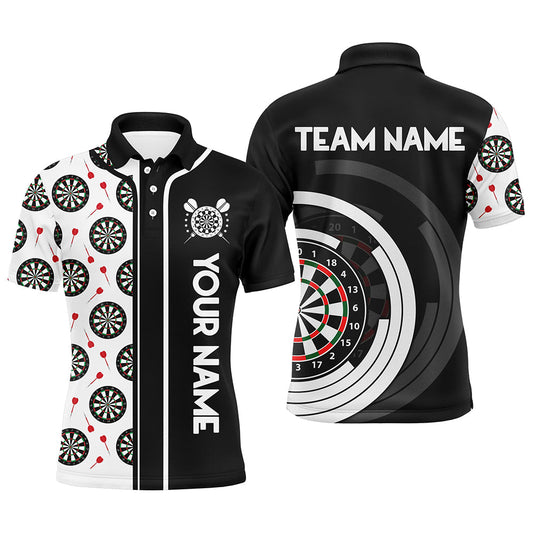 Black and White Dart Board Camo Custom Team Dart Polo, Quarter Zip Shirt For Men, Mens dart jersey NQS9202