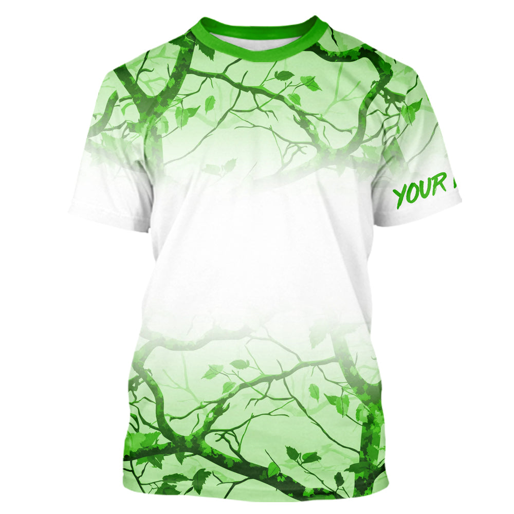 Personalized name White and Green Camo performance long sleeve team fishing tournament shirts NQS9554