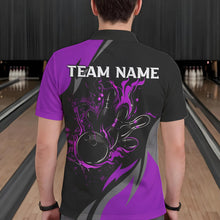 Load image into Gallery viewer, Black and Purple Flame Cobra Snake Bowling Shirts For Men Custom Name Bowling Team League Shirt NQS9714