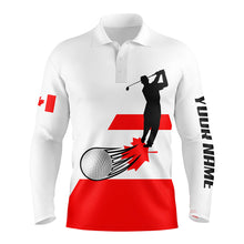 Load image into Gallery viewer, Canadian flag Mens golf polo shirts custom name patriotic white golf shirt, best mens golf wear NQS5763