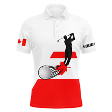 Load image into Gallery viewer, Canadian flag Mens golf polo shirts custom name patriotic white golf shirt, best mens golf wear NQS5763