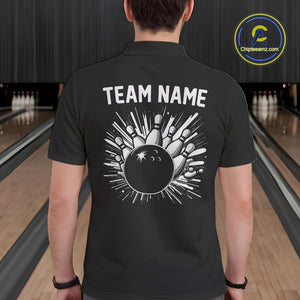 Black and white Retro Bowling shirts For Men Custom team bowling jerseys gift for Bowlers NQS10146