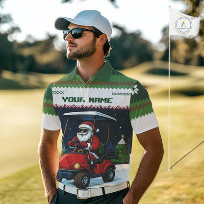 Funny Santa golf ugly Christmas pattern Golf polo shirts for men custom gifts for the golfer NQS11078