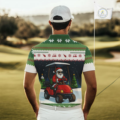 Funny Santa golf ugly Christmas pattern Golf polo shirts for men custom gifts for the golfer NQS11078