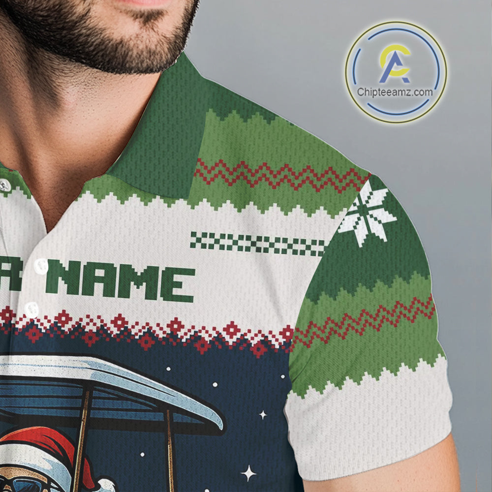 Funny Santa golf ugly Christmas pattern Golf polo shirts for men custom gifts for the golfer NQS11078