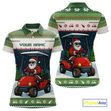 Load image into Gallery viewer, Funny Santa golf ugly Christmas pattern Golf polo shirts for women custom gifts for the golfer NQS11078