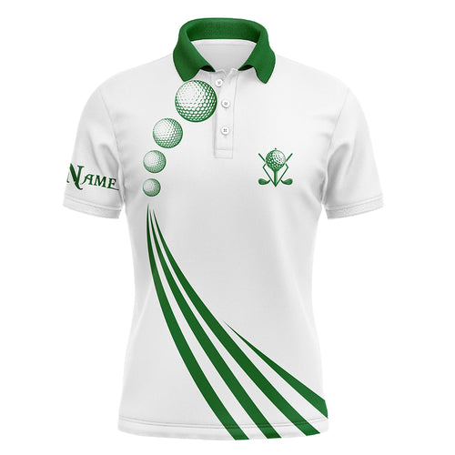 Green and white Mens polo golf shirts custom mens golf ball clothing, personalized golf gifts NQS5776