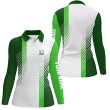 Load image into Gallery viewer, White and green Womens golf polo shirts custom golf ball shirts for women ladies golf top NQS6163