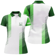 Load image into Gallery viewer, White and green Womens golf polo shirts custom golf ball shirts for women ladies golf top NQS6163