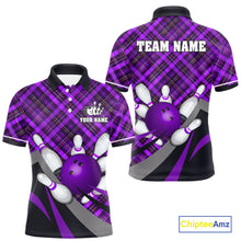 Load image into Gallery viewer, Purple Plaid pattern Bowling shirts For Men Custom Team Bowling Jersey Xmas Gift For Bowlers NQS10494