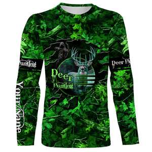 Country Girl Deer hunting green camo Custom Name all over printed shirts, Hunting gift for hunter girl NQS4373