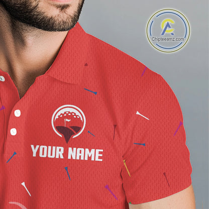 Mens golf polo shirts custom red Ice Cream Melting On Golf Ball, golf gifts for mens NQS9988