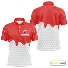 Load image into Gallery viewer, Mens golf polo shirts custom red Ice Cream Melting On Golf Ball, golf gifts for mens NQS9988