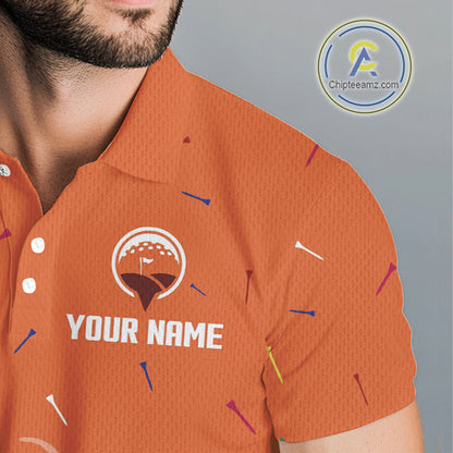 Mens golf polo shirts custom orange Ice Cream Melting On Golf Ball, golf gifts for mens NQS9989