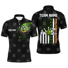 Load image into Gallery viewer, Black camo clovers American Flag Men's bowling shirt Custom St Patrick Day team bowling jerseys NQS8311