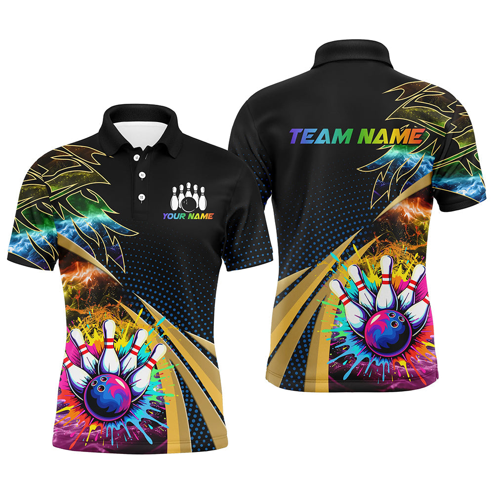 Colorful Bowling Polo, Quarter zip shirts For Men Custom Team Bowling Jerseys, Gift For Bowlers NQS8990