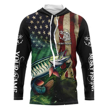 Load image into Gallery viewer, Musky Fishing American Flag Patriotic Customize fishing jerseys, personalized fishing gifts NQS481