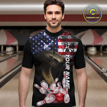 Load image into Gallery viewer, Smoke American Flag Cobra Snake Bowling Shirts for Men Custom patriotic Team Bowling jerseys NQS10286