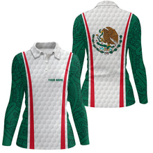 Load image into Gallery viewer, Women golf polo shirt custom name Mexican flag white golf shirt, womens patriotic polo shirts NQS6186