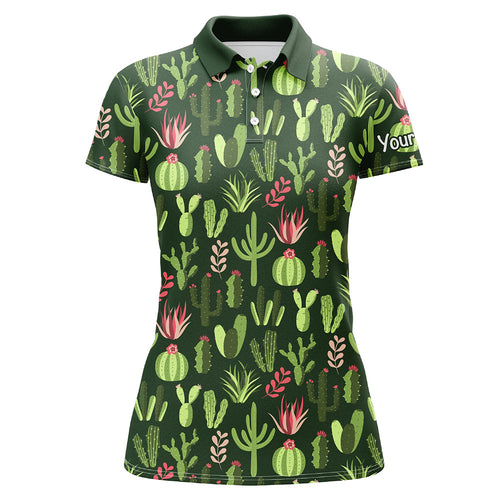 Personalized Colorful cactus pattern Women golf polo shirts custom cactus golf shirt, golfer gifts NQS8321