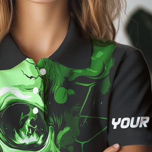 Black and Green Skull Golf Custom Women golf polo shirts, personalized golf tournament jersey for team NQS9585