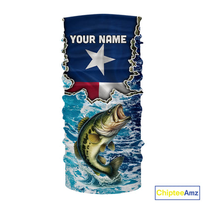 Texas Bass Fishing blue ocean camo custom Largemouth Bass long sleeves performance fishing shirts NQS9999
