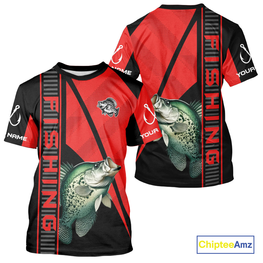 Black and red Crappie Fishing Custom UV protection Long sleeve fishing shirts For Men, Women NQS10162