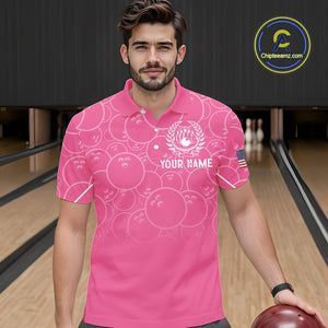 Pink bowling camo Mens bowling shirts Custom American flag patriotic bowling team league jerseys NQS10714