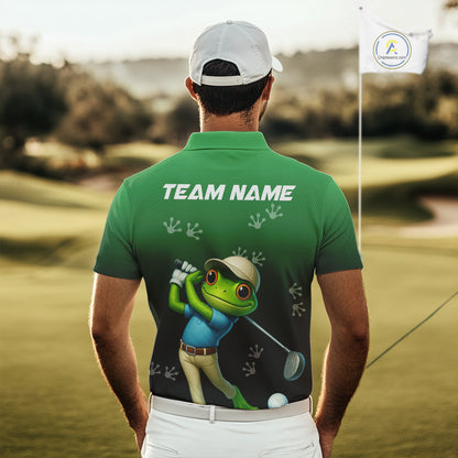 Funny Frog Green Golf polo shirt for men Custom mens golf top, personalized golf gifts NQS11104