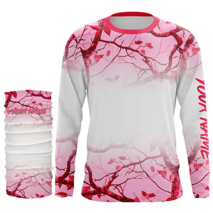 Personalized name White and Pink Camo performance long sleeve team fishing tournament shirts for women NQS9241