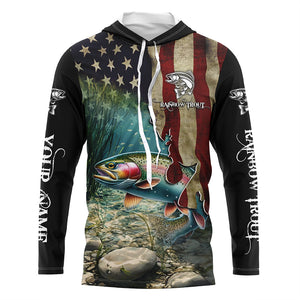 Rainbow Trout Fishing American Flag Patriotic Custom UV protection fishing shirt, Trout fishing jerseys NQS497