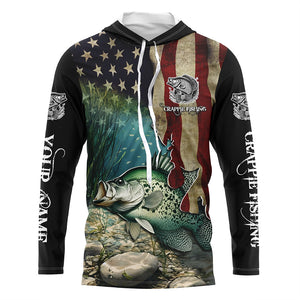 Crappie Fishing American Flag Patriotic Custom UV protection fishing apparel, Crappie fishing jerseys NQS498