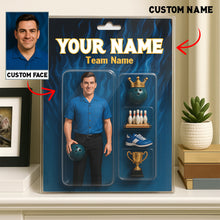 Load image into Gallery viewer, Custom Face and Name toy box Bowling Acrylic Plaque, gift for team men bowlers NQS10103