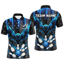 Load image into Gallery viewer, Black American flag Mens bowling shirts Custom blue lightning thunder Eagle Bowling Team Jerseys NQS8540