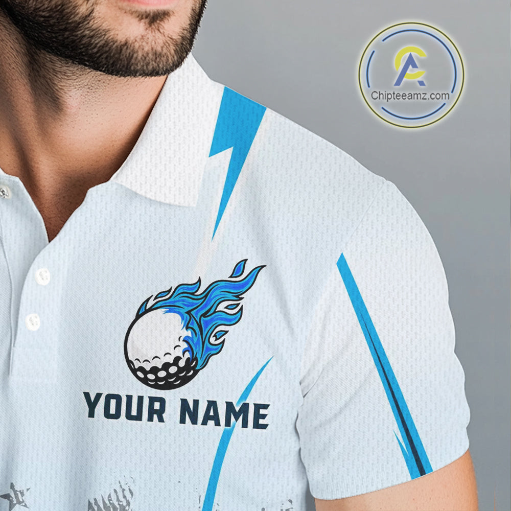 Blue American Flag Golf Polo Shirts For Men custom men's patriotic golf shirts, best golf gifts NQS10934