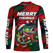 Load image into Gallery viewer, Personalized funny Christmas Walleye Fishing Shirts, Mery Fishmas Fishing gift for men, women, kid NQS9007