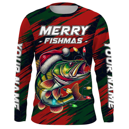 Personalized funny Christmas Walleye Fishing Shirts, Mery Fishmas Fishing gift for men, women, kid NQS9007