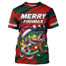 Load image into Gallery viewer, Personalized funny Christmas Walleye Fishing Shirts, Mery Fishmas Fishing gift for men, women, kid NQS9007