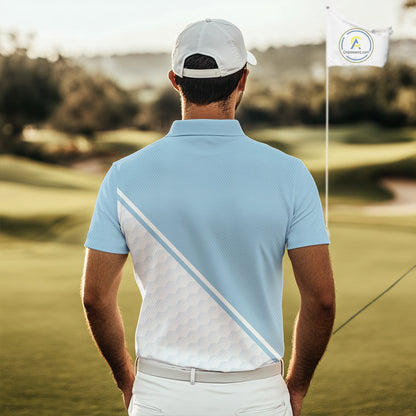 Light Blue and White Golf polo golf shirt for men Custom men's golf outfit, unique golf gifts NQS11112