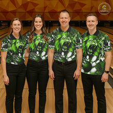 Load image into Gallery viewer, Green Camo Lion roar Bowling Polo, Quarter Zip Shirts for Women Custom Lion Bowling Team jerseys NQS11524