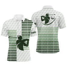 Load image into Gallery viewer, Mens golf polo shirts custom green stripe and white golf ball skin pattern golf tops for men NQS7528