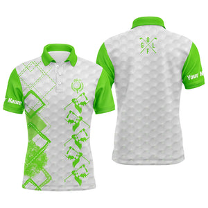 Green and white Mens golf polo custom name men's golf apparel, gifts for golf lovers NQS5551