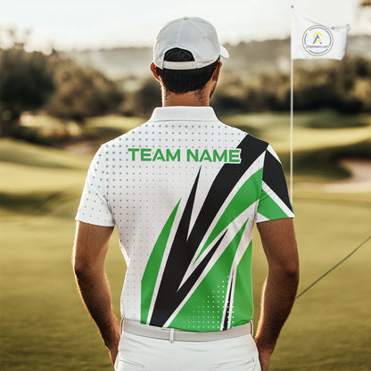 Black, White and Green Golf polo shirts For Mens custom mens golf top, unique golf gifts NQS10010